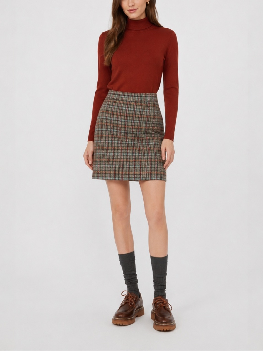 L.L. Bean Multicolor Plaid Wool Pencil Skirt Size 10